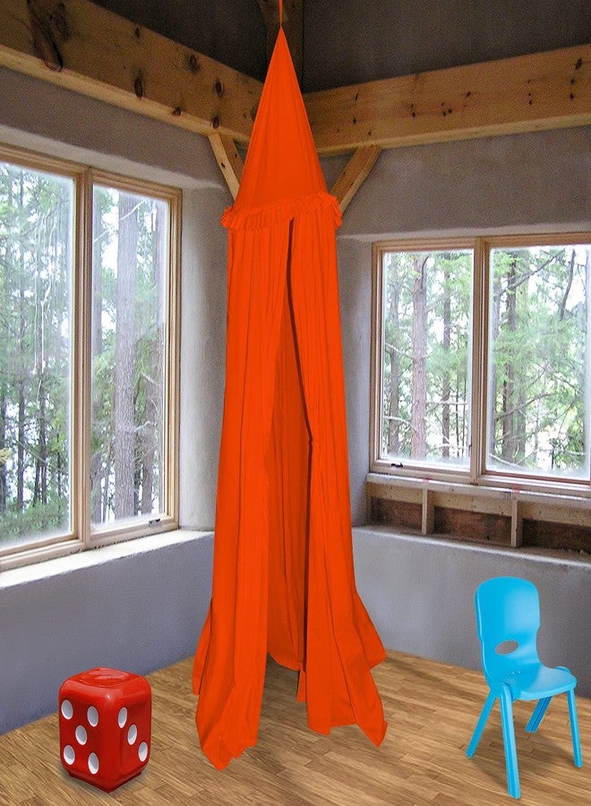 Next Day Art Hanging Canopy Play Tent Without Mat for Kids and Adults Portable Foldable Pom Pom Hanging Mosquito for Girl and Boy Tent House Indoor and Outdoor- Orange - Image 2